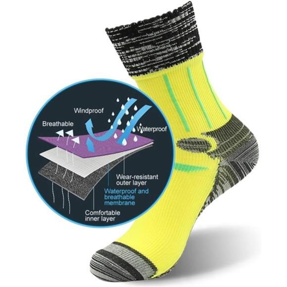 2 Pairs Unisex Waterproof Socks Hiking Wading Trail Running Kayaking Crew… - Picture 2 of 4